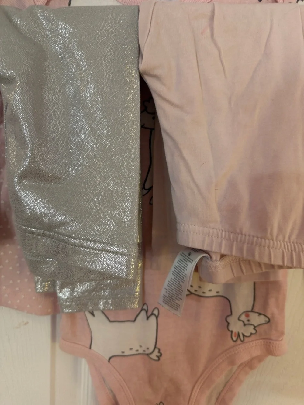 Carters/Garanimals Girls 4-PC 18 M Mix & Match Set-Llama -Pink&silver Leggins